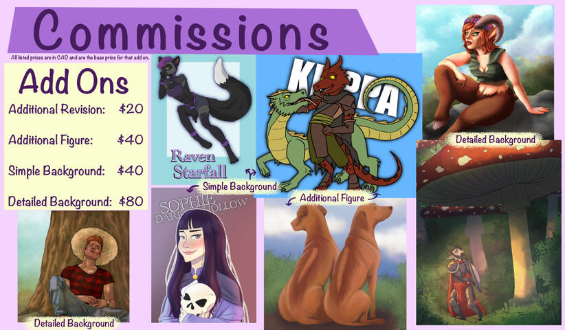 Commission Price Sheet - Add Ons