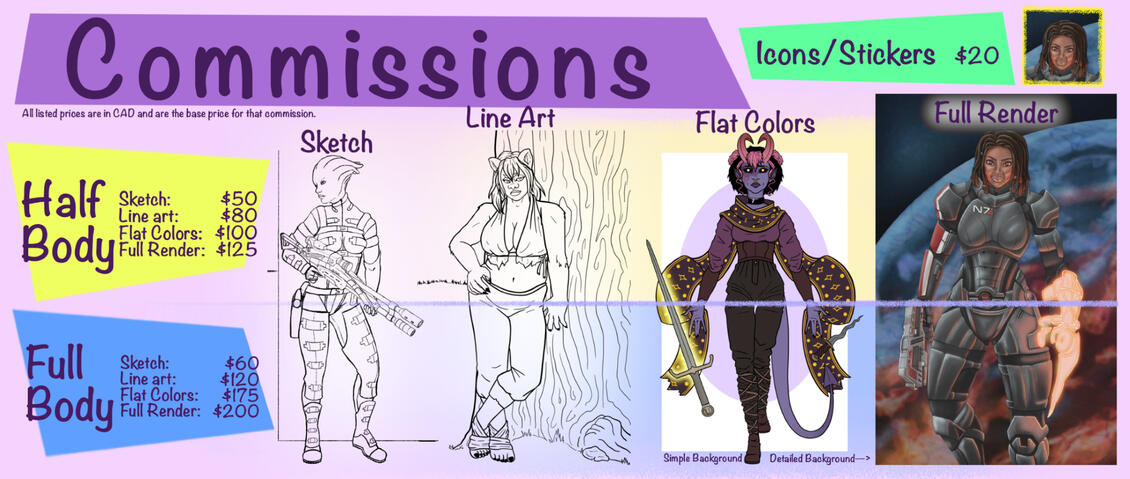 Commission Price Sheet - Base Prices